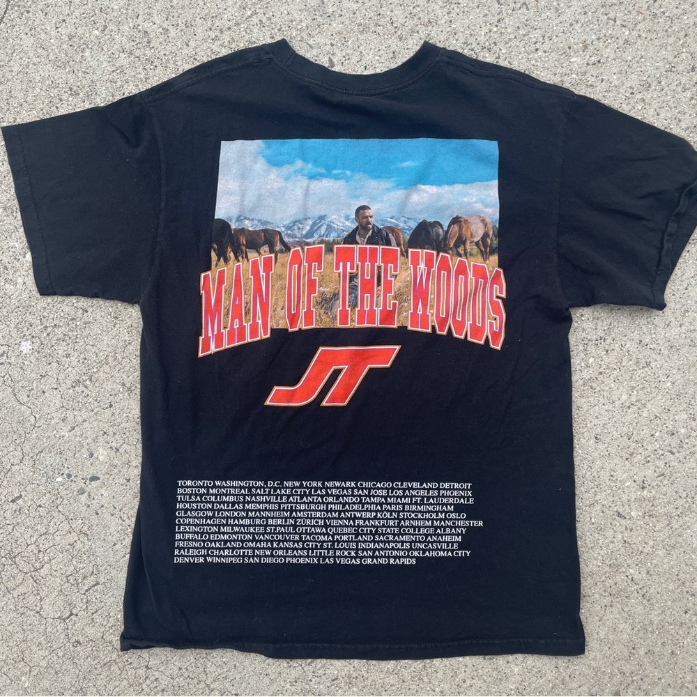 Justin Timbered 2018 Tour Black Graphic T-Shirt Size L - Picture 2 of 5